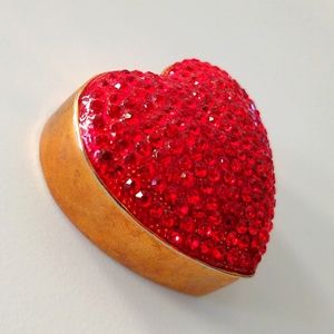 Antique Crystal Gold Plated Heart Shaped Box
